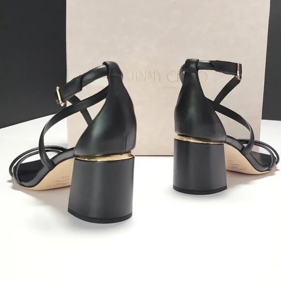 NIB$795 Jimmy Choo Rheea 65 Logo Block Heel Crisscross Leather Sandals 39.5, 9.5 - Picture 12 of 16